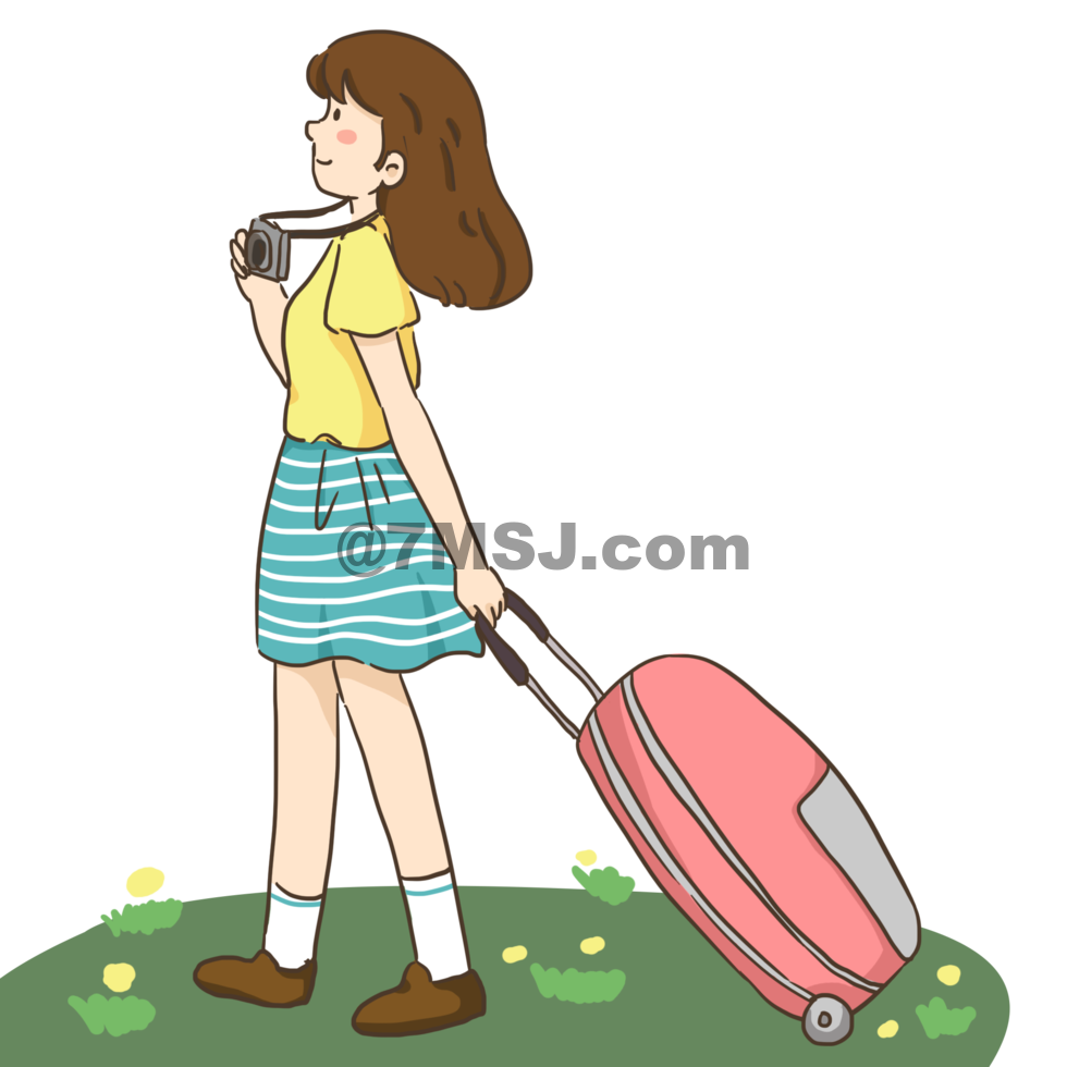 拖着行李箱出去游玩的女孩png图片,拖着行李箱出去游玩的女孩png免扣透明元素